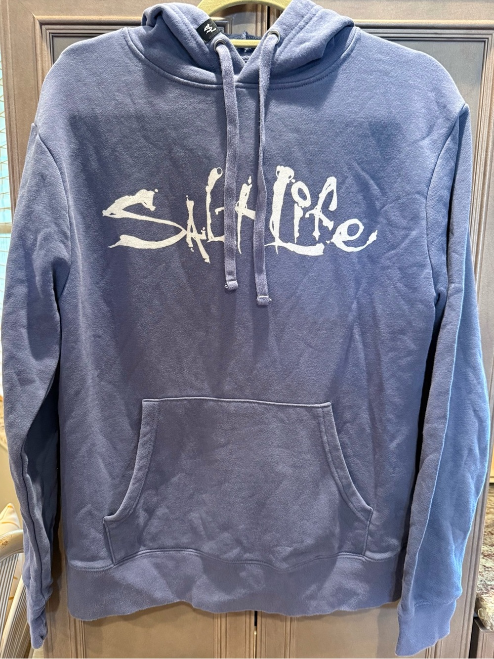 Salt Life Small Dusty Blue Hoodie with White Logo